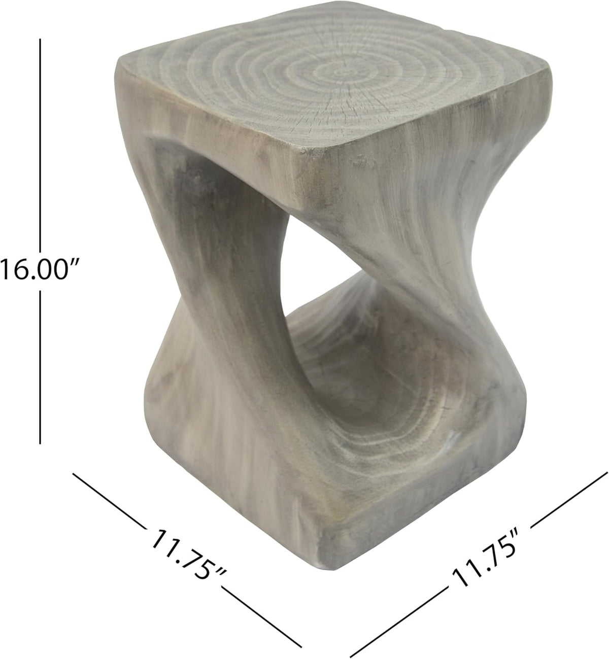 MGO Twist Shape Side Table for Indoor Outdoor, 16 Inch Modern Spiral End Table with Wood-Like Texture, Accent Table for Living Room Patio, No Assembly Required (Grey)