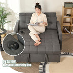 GOSUHI 52" 3-in-1 Convertible Sleeper Sofa Bed, Linen, Dark Gray | Pull-Out Bed, Stepless Adjustable Backrest, Side Pocket, Compact Loveseat, Living Room, Dorm & Apartment