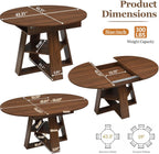 43"-59" Extendable Round to Oval Wooden Dining Table | 1.2" Thick MDF Tabletop,20" Storage Shelf,Smooth Silent Glides,Small Spaces Apartment Kitchen Dining Room,Walnut