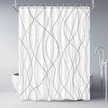 Punkray Polyester Shower Curtain Grey and White Striped for Bathroom with Hooks, Extra Long 84 Inches, Weighted Hem, Waterproof Bath Accessories Hotel Style - Machine Washable