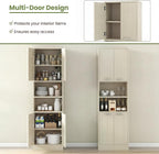 Giantex Kitchen Pantry Cabinet, 75'' Tall Freestanding Cupboard with Doors & Shelves, Safety Hinges & Anti-Tipping Devices, Storage Sideboard for Dining Room, Living Room (Light Oak)