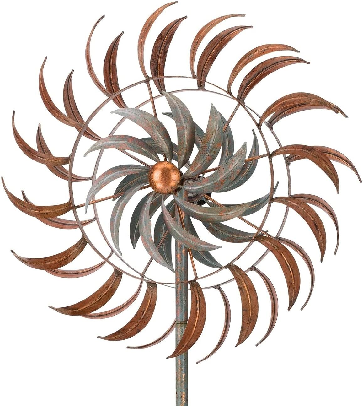 Regal Art & Gift Copper Petals Wind Spinner – Metal Yard Decorations Outdoor | Kinetic Garden Spinner for Lawn, Pathway, or Flower Bed | Weather-Resistant Outdoor Sculpture - 24 Inch