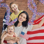 CCINEE 33ft Patriotic Tinsel Garland,Red White Blue Star Twisted Garland for 4th of July Party Independence Day Memorial Day Home Party Decoration