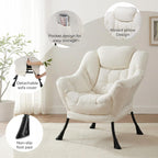 TLSUNNY Lazy Chair, Modern Comfy Lounge Accent Chair, Large Sofa Armchair with a Side Pocket, Leisure Reading Chair for Bedroom, Living Room, Dorm (1) (Beige)