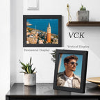 VCK 8.5x11 Picture Frame Set of 4 - Black, Gallery-Quality Wood Poster Frames, 1.1-Inch Wide Border, Polished Plexiglass, Vertical or Horizontal Wall & Tabletop Display for Photo/Art/Prints, Black