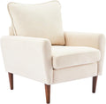 OLIXIS Comfy Accent Chair for Living Room Bedroom and Waiting Room | Upholstered Mid-Century Reading Chair with Pillow and Solid Wood Legs, Wide Singe Modern Lounge Sofa, Cream Beige
