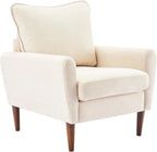 OLIXIS Comfy Accent Chair for Living Room Bedroom and Waiting Room | Upholstered Mid-Century Reading Chair with Pillow and Solid Wood Legs, Wide Singe Modern Lounge Sofa, Cream Beige