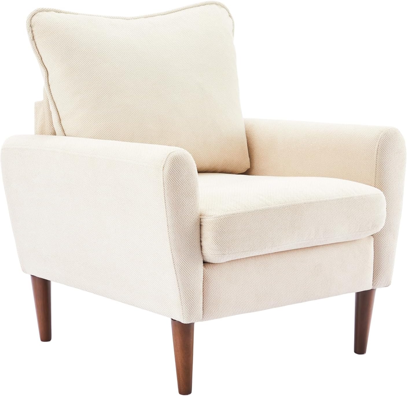 OLIXIS Comfy Accent Chair for Living Room Bedroom and Waiting Room | Upholstered Mid-Century Reading Chair with Pillow and Solid Wood Legs, Wide Singe Modern Lounge Sofa, Cream Beige