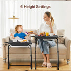 HUANUO Adjustable TV Tray Table - Foldable TV Tray with 6 Height & 3 Tilt Angle Adjustments, TV Dinner Tray with Cup Holder for Couch, Bed, Sofa and Chair (Black)