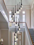 120'' Bubble Crystal Raindrop Chandeliers 16-Lights Black Long Staircase Chandelier Foyer High Ceiling Chandeliers Loft Slante LED Dimmable Ceiling Fixtures