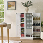47" Tall Kitchen Pantry Cabinet,Freestanding Kitchen Pantry Storage Cabinet with Doors and Adjustable Shelves for Dining Room and Craft Room