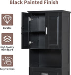 Merax 70" Tall Kitchen Pantry,Farmhouse Storage Cabinet with Adjustable Shelves,Farmhouse Pantry Cabinet with Tilt-Out Basket, for Kitchen,Dining Room,Living Room(Black)