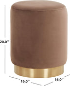 SAFAVIEH Couture Collection - Elsworth Brown Velvet Ottoman with Brass Base, Modern Accent Seat, Fully Assembled (SFV3558F)