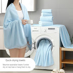 18 Piece Family Bath Towel Set Include 6 Bath Towels,6 Hand Towels and 6 Washcloths Soft Bathroom Towel with Hanging Loops,Highly Absorbent Quick Dry Towels Set for Bathroom,Hotel and Spa-Blue