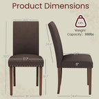 TLSUNNY Upholstered Dining Chairs Set of 2/4, Tufted Parsons Design with Nail Head Trim, Solid Wood Legs and Padded Seat, Comfortable Fabric for Dining Room, Kitchen (Brown, Set of 4)