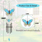 MUMTOP Butterfly Wind Chimes for Outside, Stained Glass Wind Chime Windchimes for Patio, Outdoor,Garden,Yard,Coastal,Window,Home Decor or Gifts for Women(Colorful)