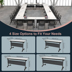 Conference Tables On Wheels,6 Pack Modular Folding Conference Room Table Mobile Meeting Training Table for Office,Modern Rolling Seminar Tables for School,Classroom(70.8" L * 23.6" W *29.5" H, 4)