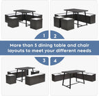 Brafab Corner Dining Table Set, 43 Inch Breakfast Nook Table Set with Bench with Hidden Storage & 2 Ottomans, 5-Piece Corner Bench Dining Table Set, Brown