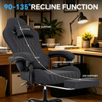 Breathable Fabric Gaming Chair with Footrest, Ergonomic High Back Computer Chair with Gold Diamond Stitching, Height Adjustable Swivel Office Chair with Lumbar Support for Adults,Black