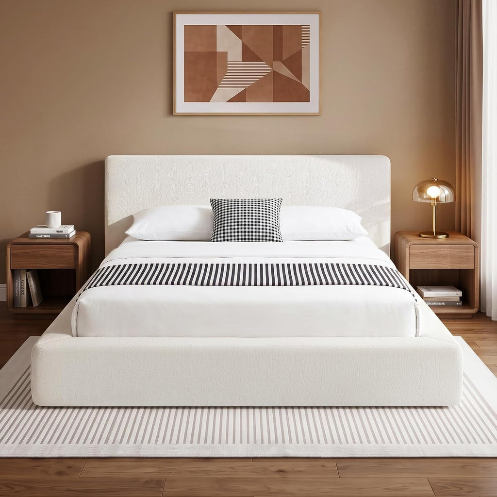 Queen Bed Frame w/ Classic Headboard, Cloud Upholstered Platform Bed Frame