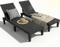 Lounge Chair Outdoor,Set of 2 All-Weather UV-Resistant & Waterproof Patio Lounge Chairs,High-Impact PP 5 Position Adjustable Tanning Chair,Heavy Duty Pool Lounge Chairs Great for Pool & Yard,Black