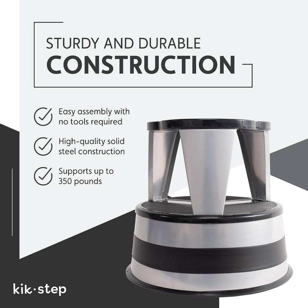 Cramer Kik Step Steel Step Stool - Two Step Stool, Holds 350 lbs (Silvertone)
