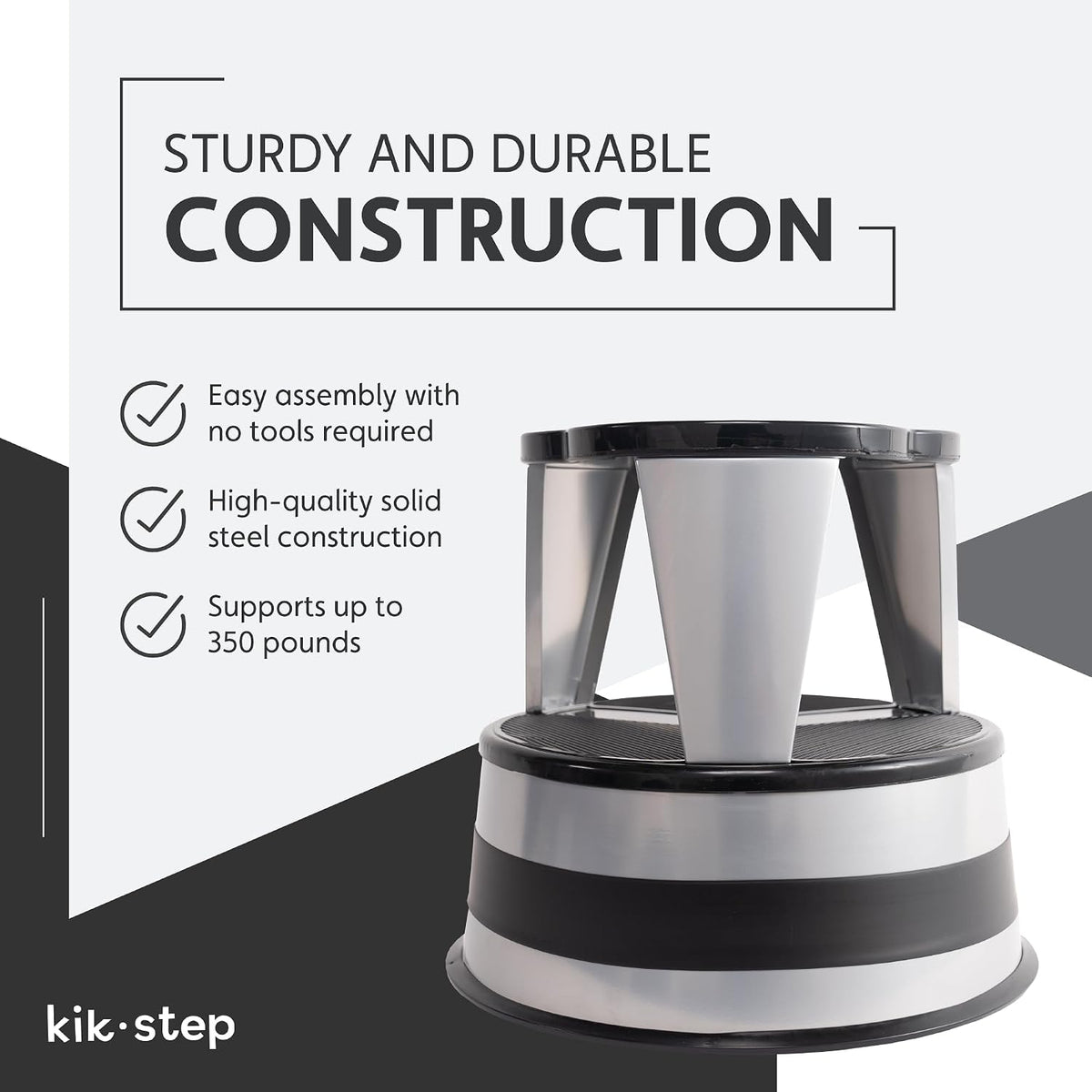 Cramer Kik Step Steel Step Stool - Two Step Stool, Holds 350 lbs (Silvertone)