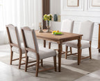 CIMOTA Mid Century Modern Dining Chairs Set of 6, Farmhouse Upholstered Dining Room Chairs Comfortable Kitchen Side Chairs with High Back/Natural Solid Wood Frame, Linen Beige