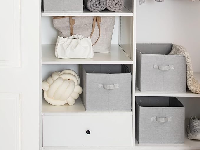 StorageWorks Storage Baskets for Shelves, Foldable Fabric Closet Storage Bins with Handles, Fabric Storage Bins Clothes Organizer, Light Grey, 3-Pack, Extra Large