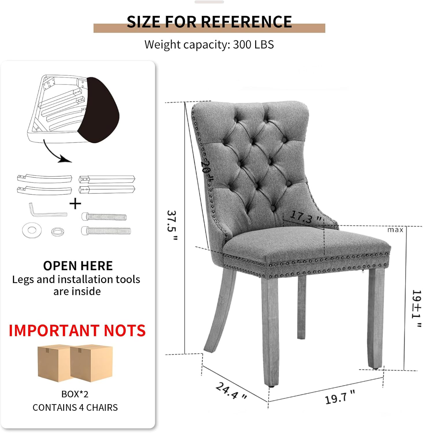 Espresso Brown Mid Century Modern Dining Chairs Set of 4, Linen Upholstered Kitchen & Dining Room Chairs with Nailhead Trim & Solid Wood Legs, Elegant Sillas De Comedor (Coffee, 4 Pcs)