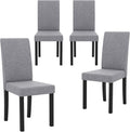 GOFLAME Upholstered Dining Chairs Set of 4, Fabric Kitchen Chairs with Padded Seat, Tilt Backrest, Rubber Wood Legs, Armless Side Chairs for Dining Room, Living Room, Restaurant, Light Gray