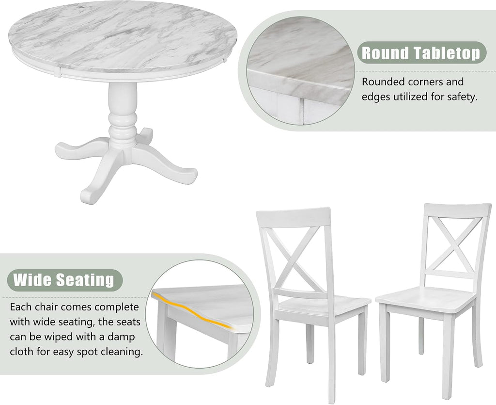 Harper & Bright Designs 5 Pieces Dining Table and Chairs Set for 4 Persons, Kitchen Room Solid Wood Table with 4 Chairs
