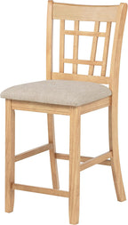Coaster Home Furnishings - LAVON - Wood Upholstered Counter Height Chairs - Lattice Back, Padded Seats - Dining Room & Kitchen - Set of 2 - Linen & Light Oak - 106629