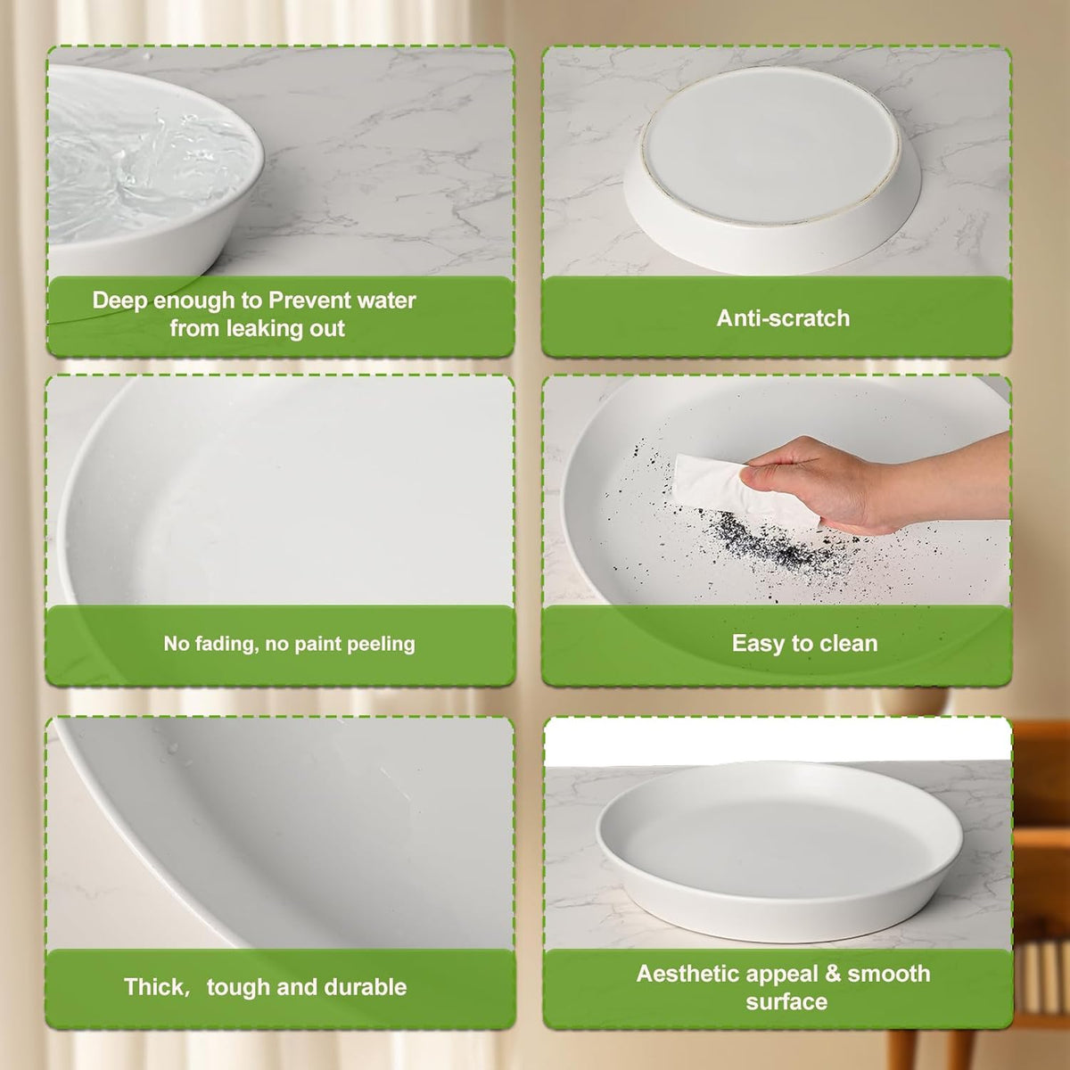 Plant Saucers 12 Inch (12.7 Inch) Plant Trays, Durable Round Glazed Ceramic Flower Plant Water Drip Tray for Pots Planter