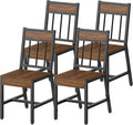 YATINEY Dining Chairs Set of 4, Kitchen Chairs with Metal Frame, Slanted Back, Industrial Dining Chair Set, for Kitchen, Living Room, Dark Walnut and Black CY03L4BH