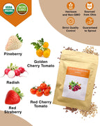 Red Strawberry and Pineberry Seed Pod Kit for AeroGarden, idoo, Ahopegarden, MUFGA with Strawberry, Pineberry, Radish, Red/Golden Harvest Cherry Tomato - Compatible with All Hydroponics (12-Pod)