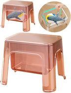 Step Stool Footstool Storage Ottoman Shoe Changing Stool for Laundry Household Bedroom, Pink