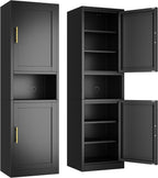 Ckzbx Tall Narrow Storage Cabinet 66.93" H Tall Bathroom Cabinet Metal Pantry Cabinets, 4 Adjustable Shelves for Kitchen, Home Office, Living Room, Dinning Room (20 inches Wide Black)