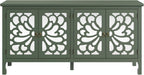 Fansafurn 63" Carved Buffet Cabinet with Mirrored Door, Modern Console Table with Storage and Adjustable Shelves, Wood Media Sideboard for Entryway, Living Room, Bedroom, Dining Room, Bathroom (Green)