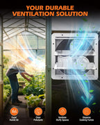 JVO 14" Shutter Exhaust Fan - 1520 CFM, Wall-Mounted for Greenhouses, Attics, Garages & Chicken Coops. Ideal Attic Fan, Greenhouse Vent & Coop Exhaust for Powerful Ventilation & Cooling