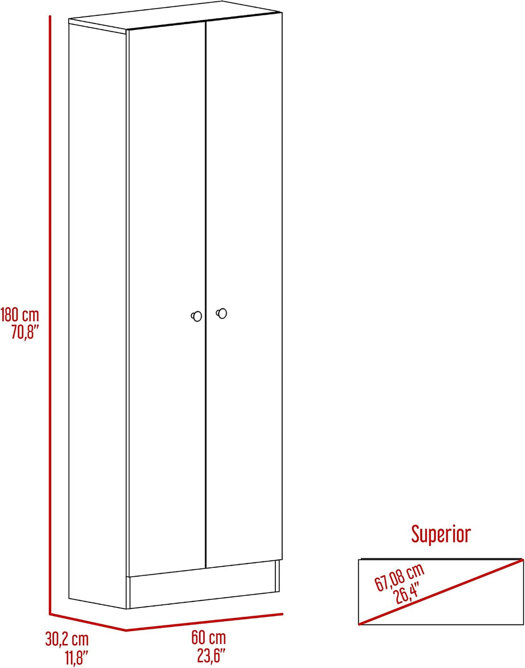 Multistorage Pantry Cabinet,Five Shelves,Double Door Cabinet for Kitchen,Laundry,Living Room,Bedroom-Pearl