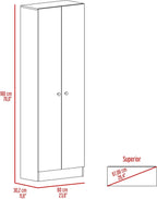 Multistorage Pantry Cabinet,Five Shelves,Double Door Cabinet for Kitchen,Laundry,Living Room,Bedroom-Pearl