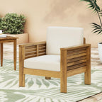 free-space Mi Apricot seat Cushion Courtyard Leisure Single Chair, Solid Wood Balcony Meeting Chair, 27.75-inch Wide Outdoor Solid Wood Leisure Chair