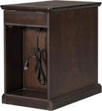 Traditional Narrow End Table with Charging Station, Antique Espresso Wood Side Table with Drawer Storage, No Assembly, for Living Room, Bedroom, or Office