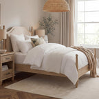 WAMPAT Queen Size Platform Bed Frame with Upholstered Headboard for Bedroom, Wood Bed Frames with Wooden Slat Support and Large Under Bed Storage, No Box Spring Needed, Easy Assembly, Oak