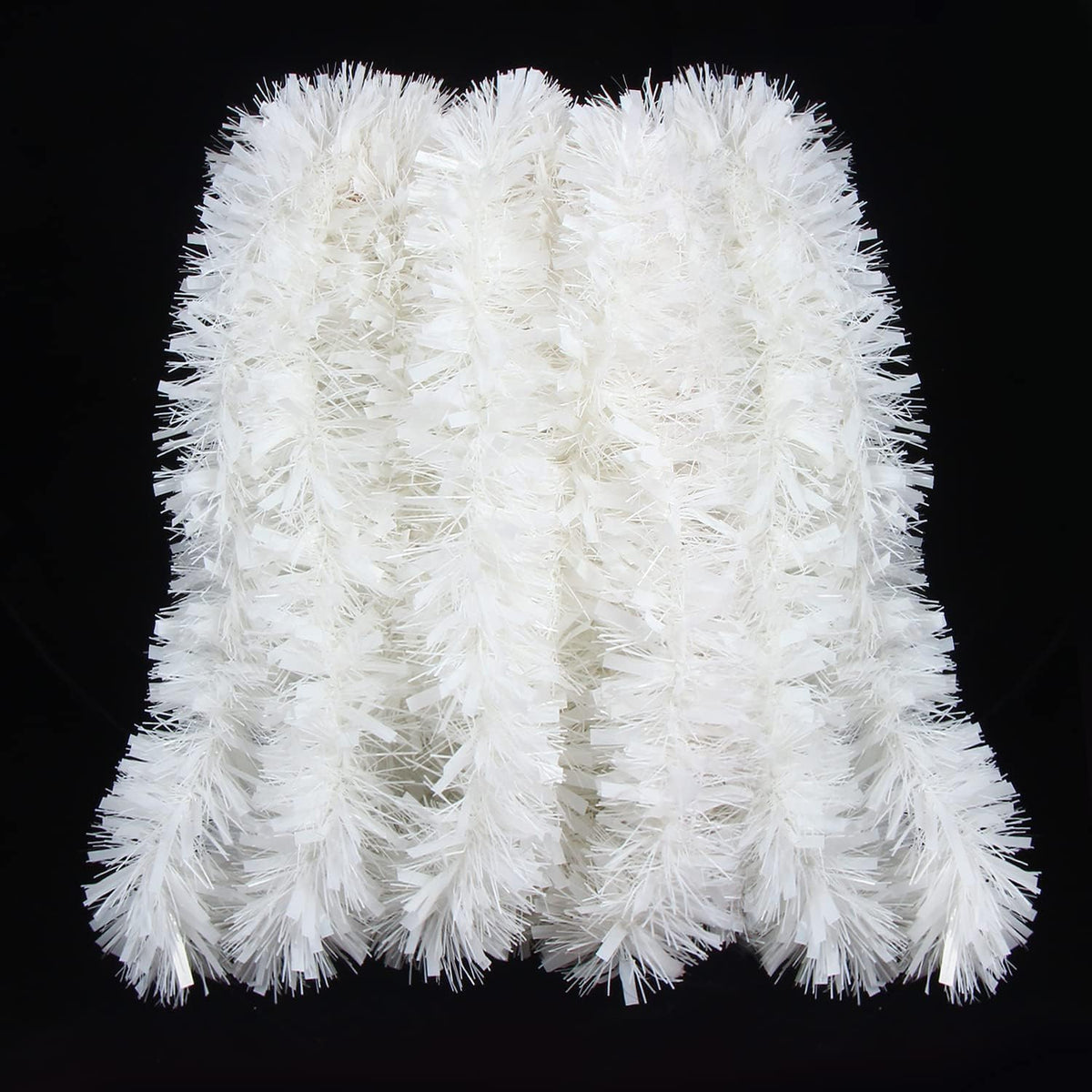 FOIMAS 33FT Christmas Tinsel Garland,White Twisted Metallic Hanging Garland for Christmas Tree Fireplace Home Decoration