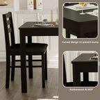 Dining Table Set for 4, Solid Wood Kitchen Table Chairs Set of 4, 43.3” Space-Saving Mid Century Modern Dining Room Table with Chairs and Bench for Kitchen, Living Room,Breakfast Nook, Black