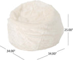 Christopher Knight Home Laraine Furry Glam White Faux Fur 3 Ft. Bean Bag, Small