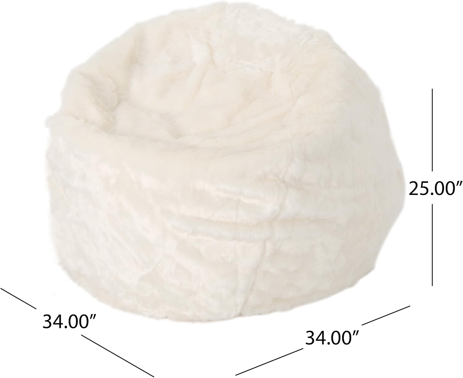 Christopher Knight Home Laraine Furry Glam White Faux Fur 3 Ft. Bean Bag, Small