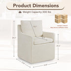 KISLOT Upholstered Dining Chairs Set of 4 with Washable Cover, Oatmeal | Modern Rolling Dining Room Chairs with Casters, Hidden Storage Seat, Linen Look Fabric, Padded Kitchen Accent Chairs